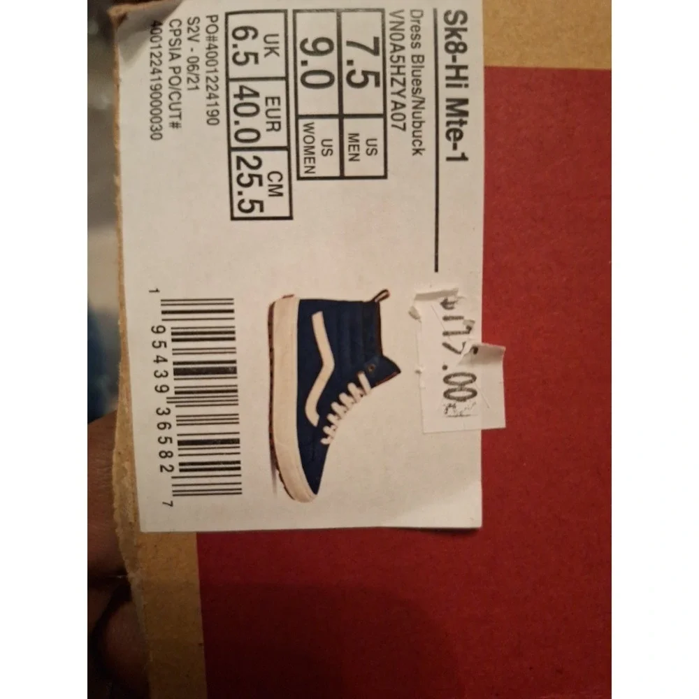 Vans Men Sz 7.5 /Women's Sz 9‎ Sk8 Hi MTE-1 Dress Blue Nubuck Boot Mte